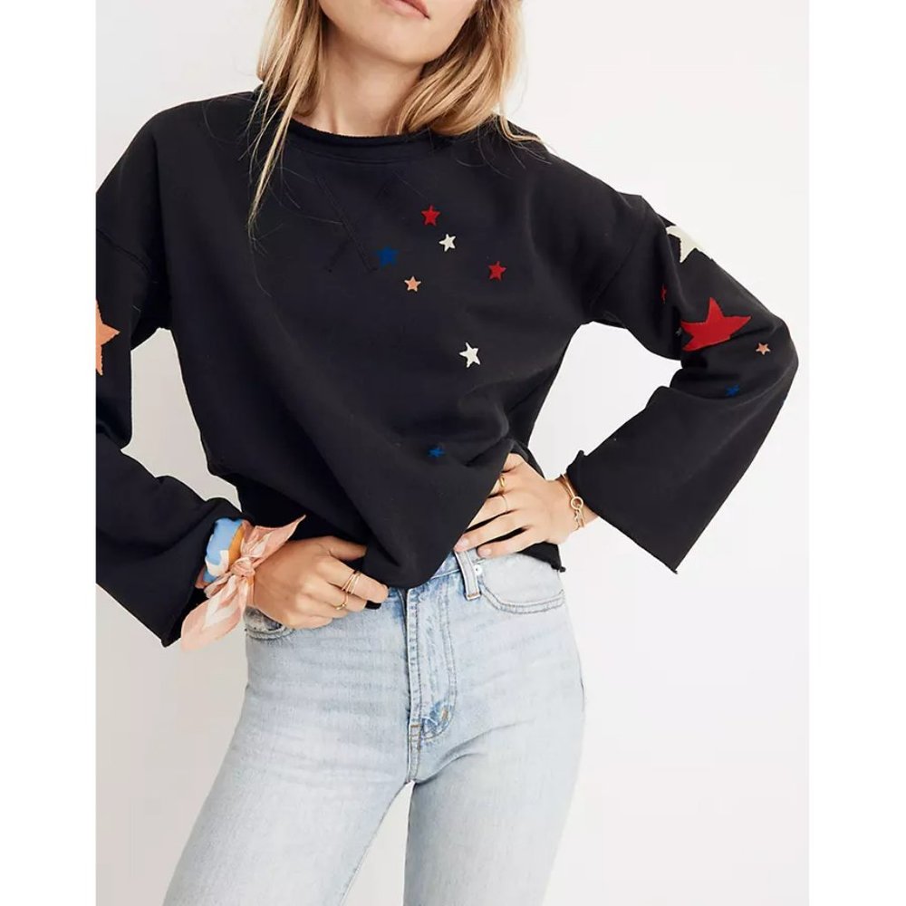 Miles by Madewell Black Starry Night Sweatshirt Women's Size Medium